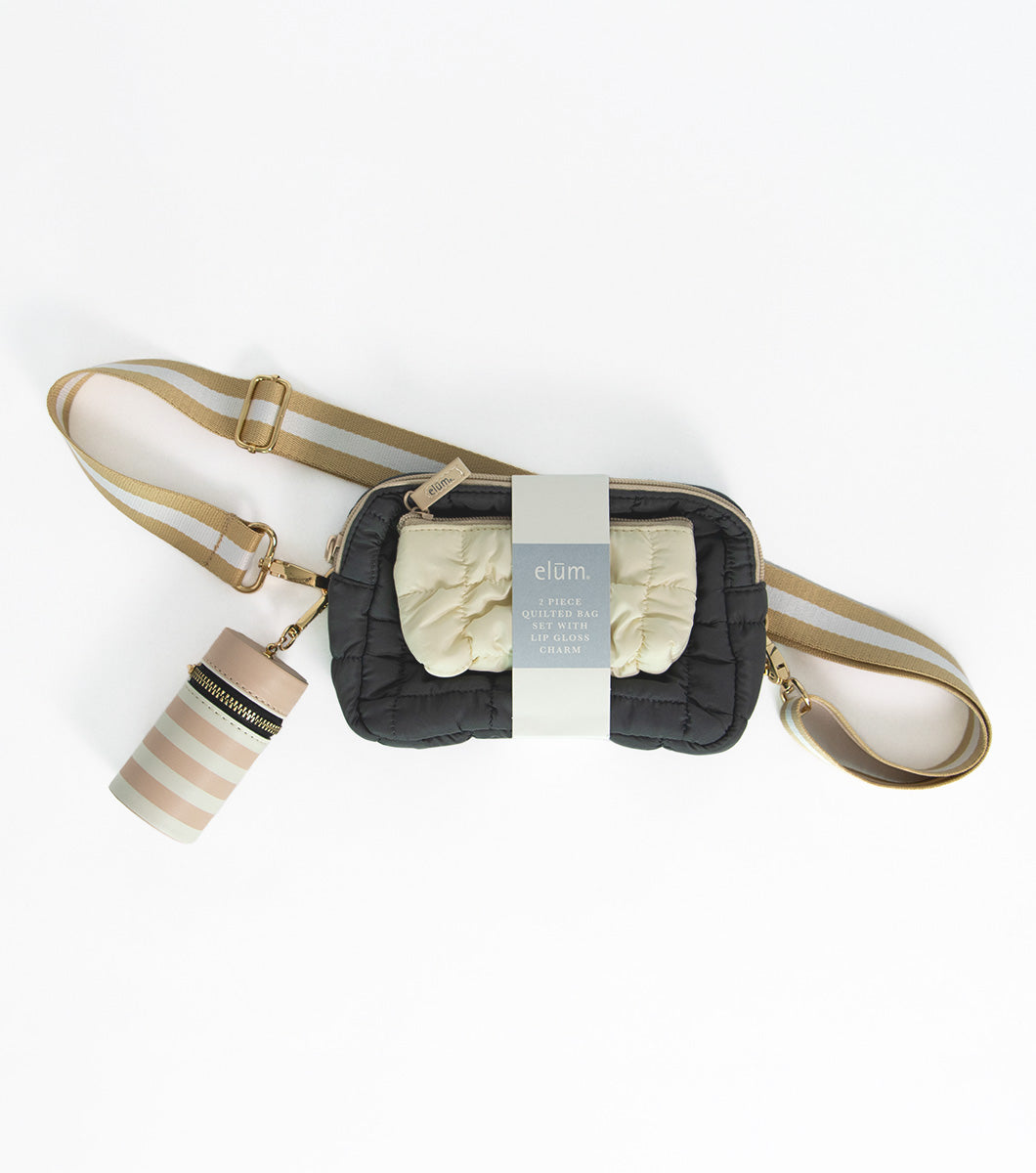 2 Piece Pouch Set with Lip Gloss Charm