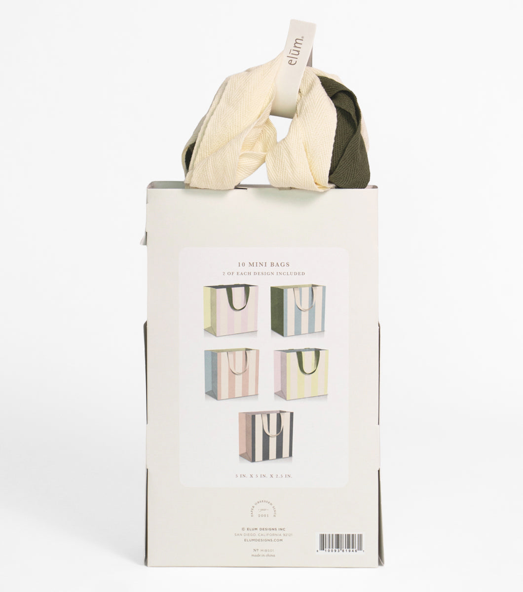 Stripe 10 Piece Gift Bag Collection with Tissue