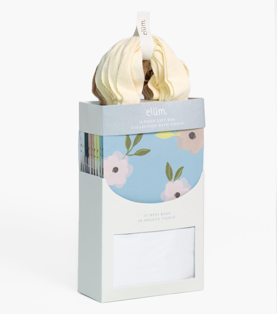 Floral 10 Piece Gift Bag Collection with Tissue