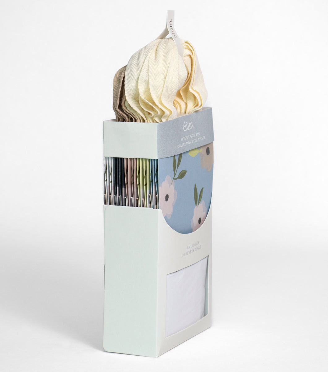 Floral 10 Piece Gift Bag Collection with Tissue