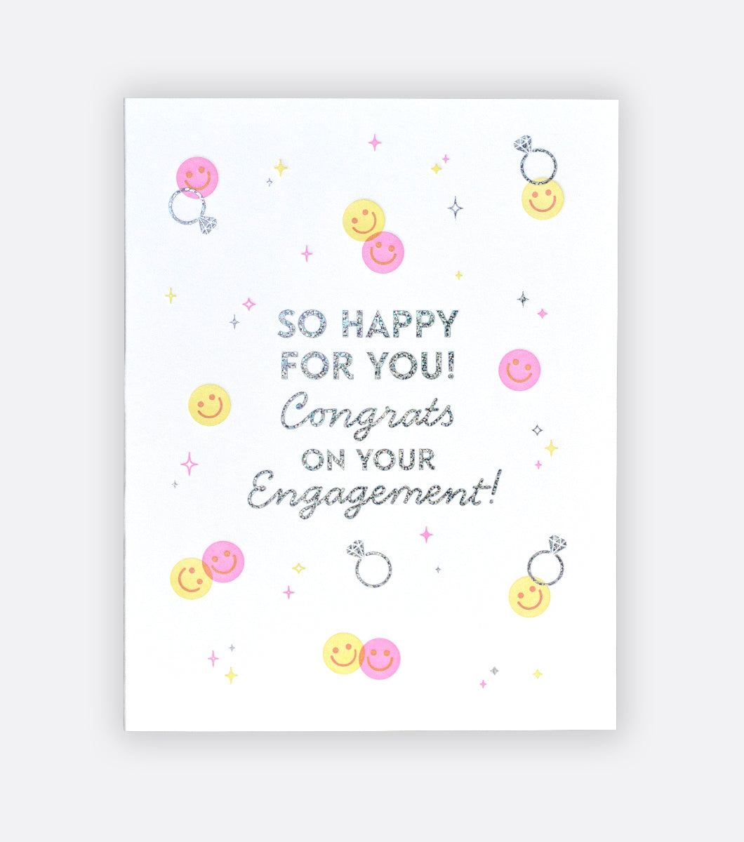 happy engagement letterpress greeting card