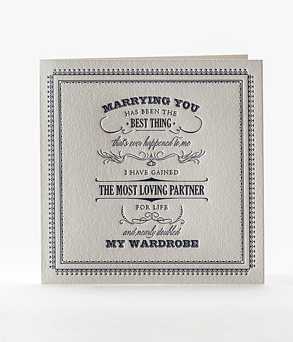 Elum Designs Instant Wardrobe LGBTQ Same Sex Anniversary Letterpress Greeting Card