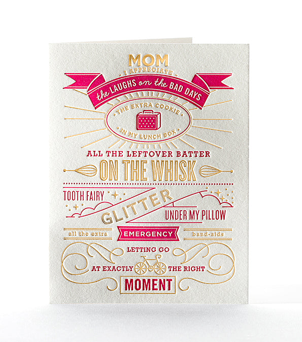 Elum Designs Tooth Fairy Glitter Letterpress Greeting Card for Mom