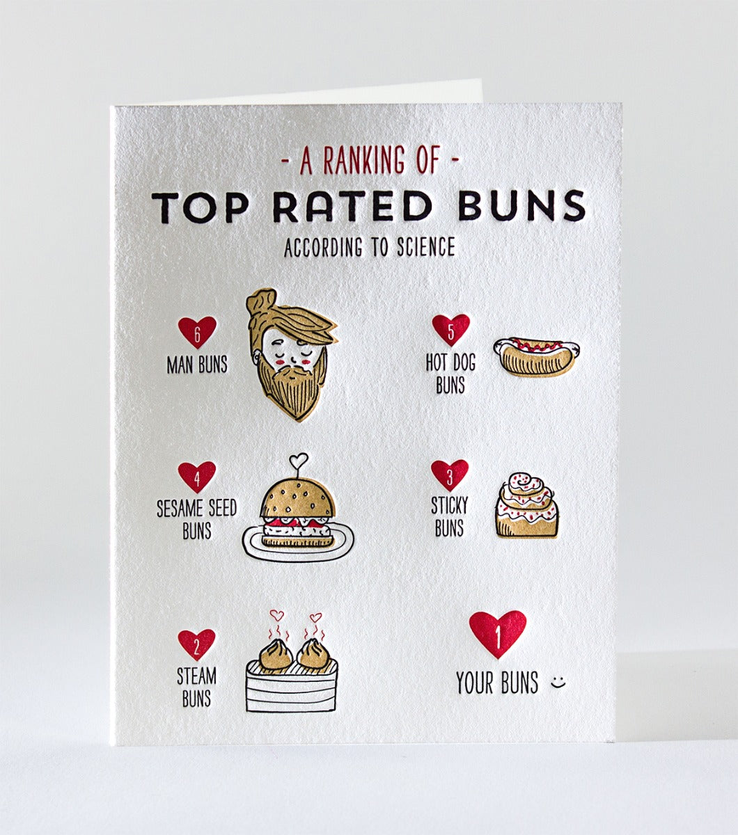 Elum Designs Top Buns Letterpress Greeting Card