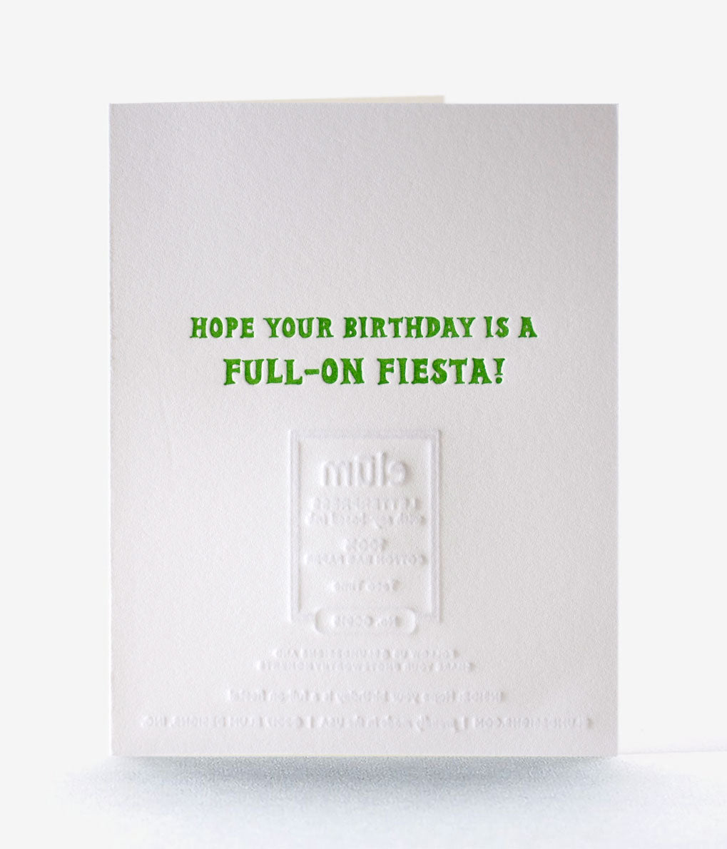 Taco Party Letterpress Birthday Card