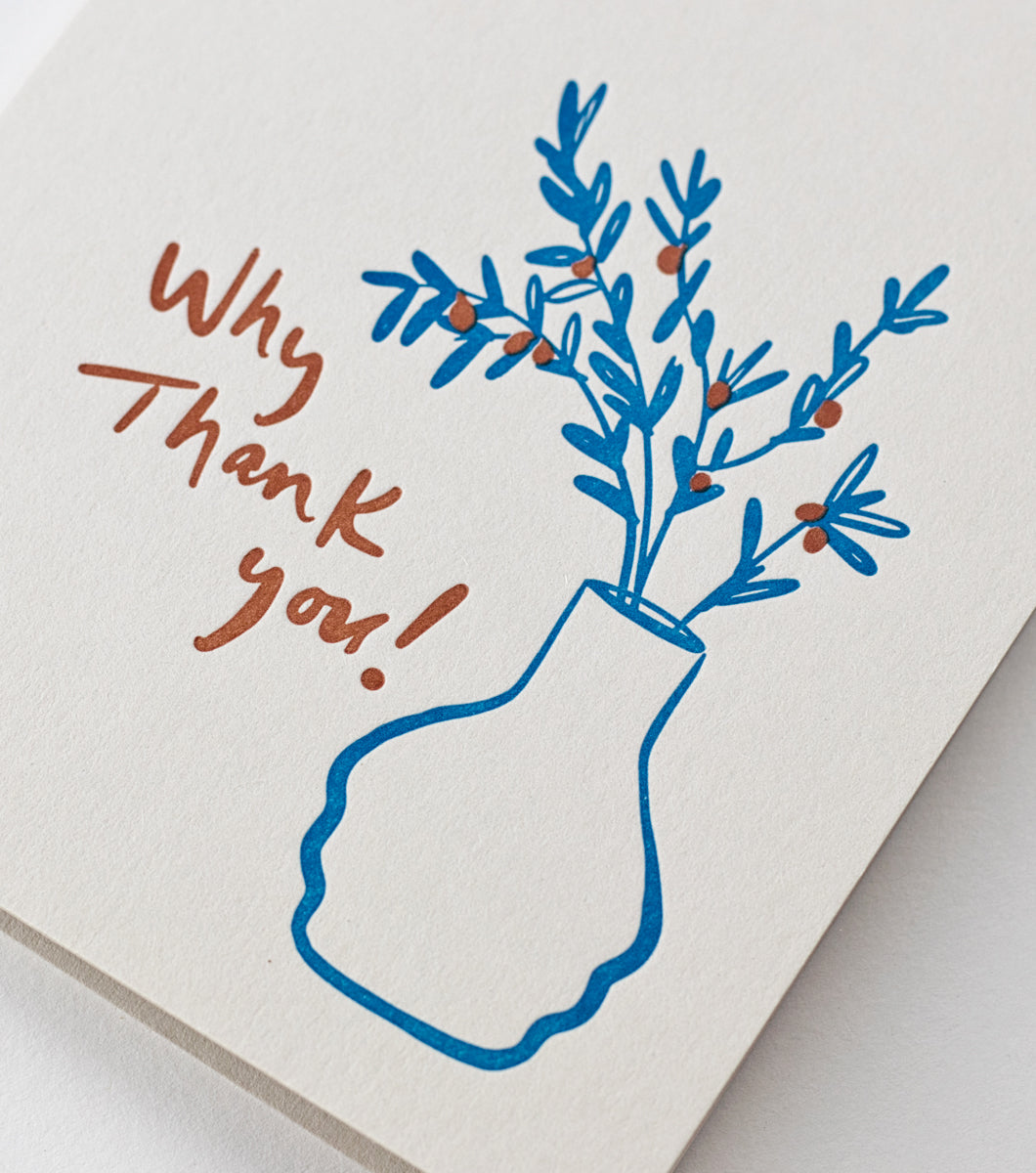 detail of potted plant letterpress boxed note card