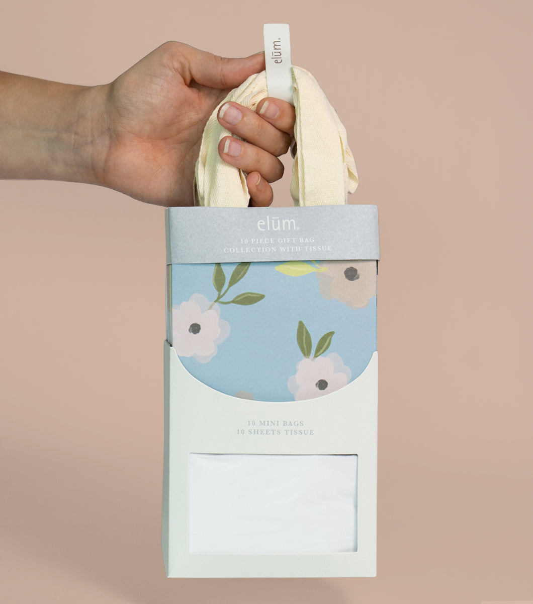 Floral 10 Piece Gift Bag Collection with Tissue