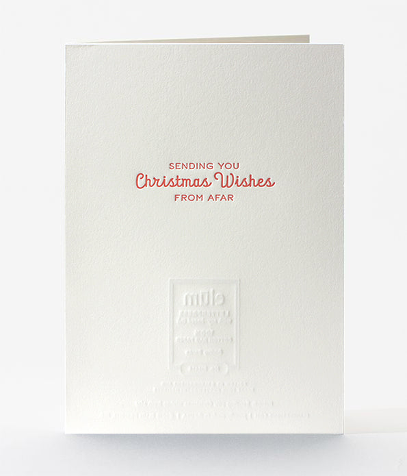 Biking Santa Letterpress Holiday Greeting Card