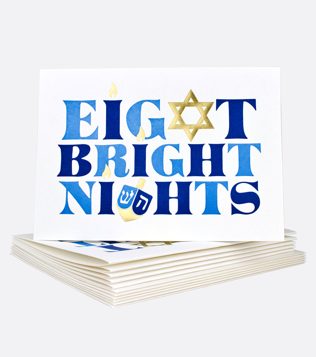 Eight Bright Nights Letterpress Holiday Boxed Notes - Set of 6