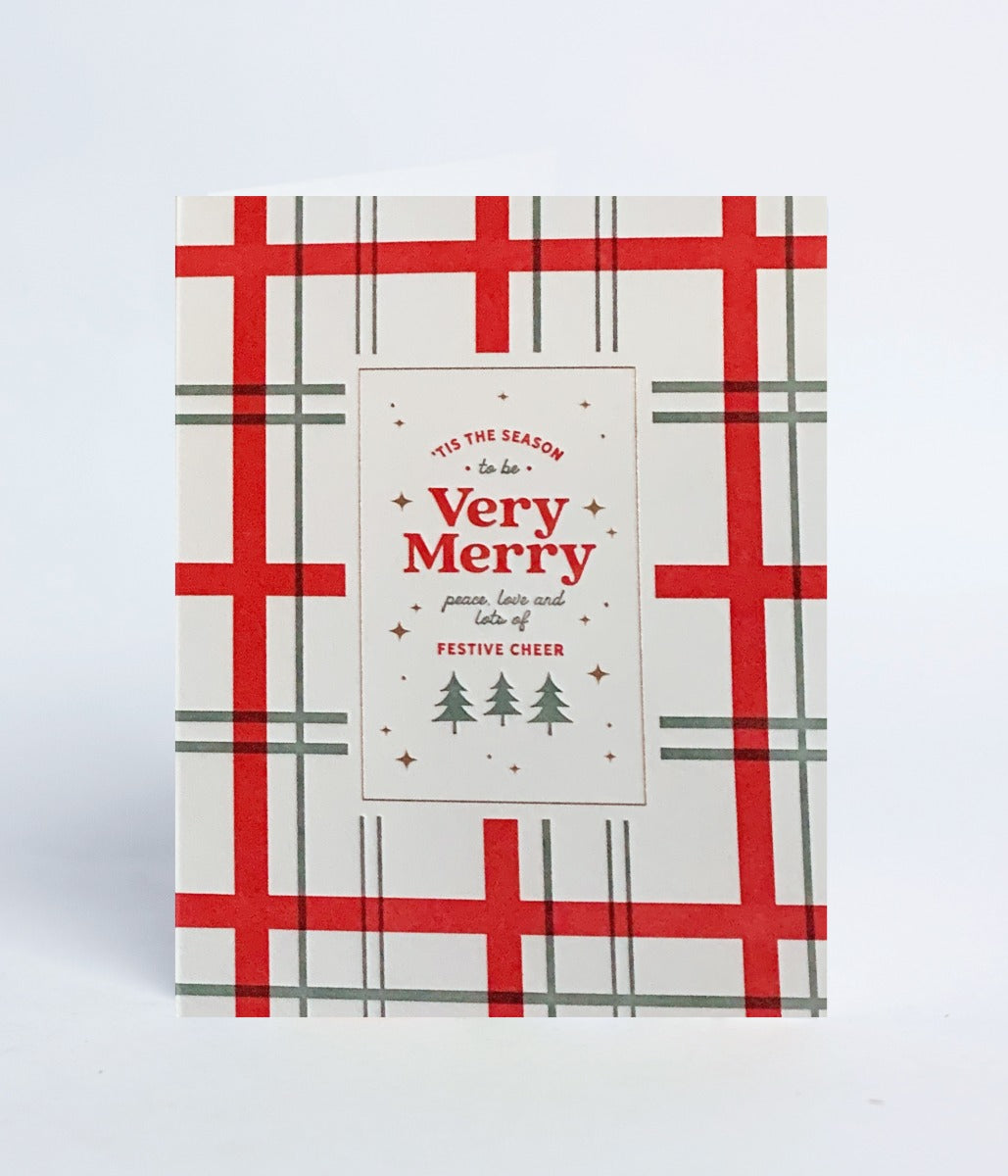 Tis The Plaid Season Letterpress Holiday Greeting Card