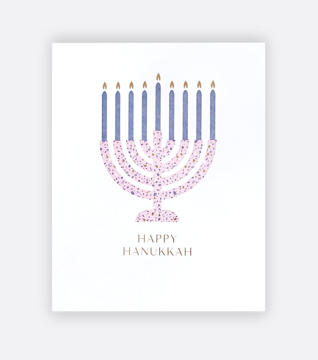 Terrazzo Menorah Letterpress Holiday Greeting Card