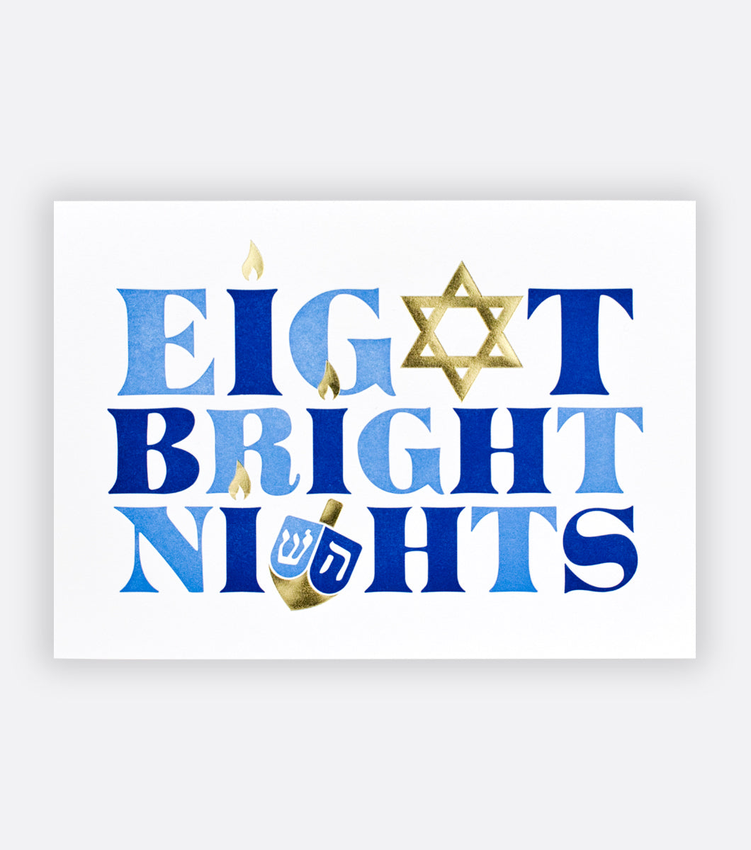 Eight Bright Nights Letterpress Holiday Greeting Card