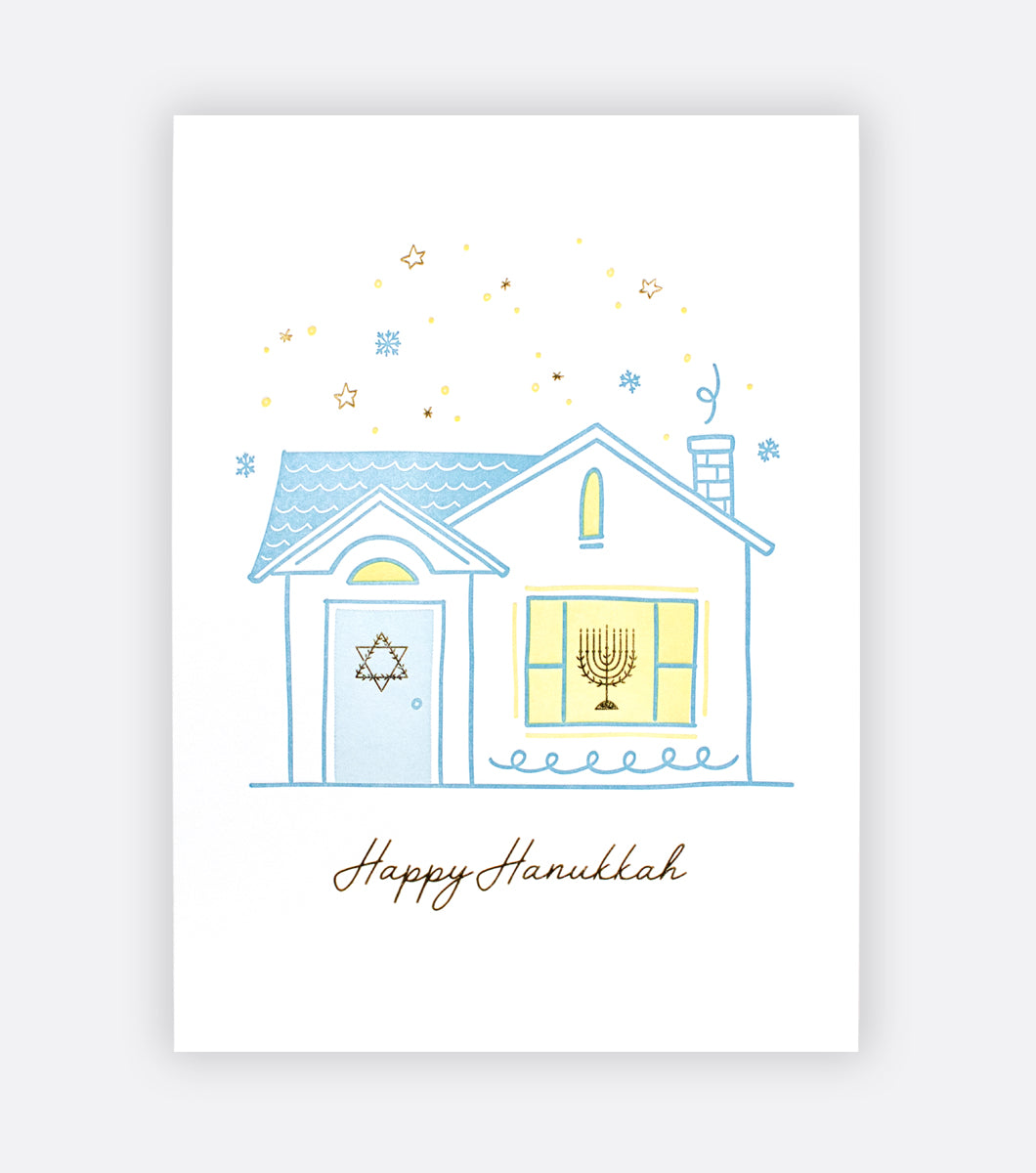 Hanukkah House Letterpress Holiday Greeting Card