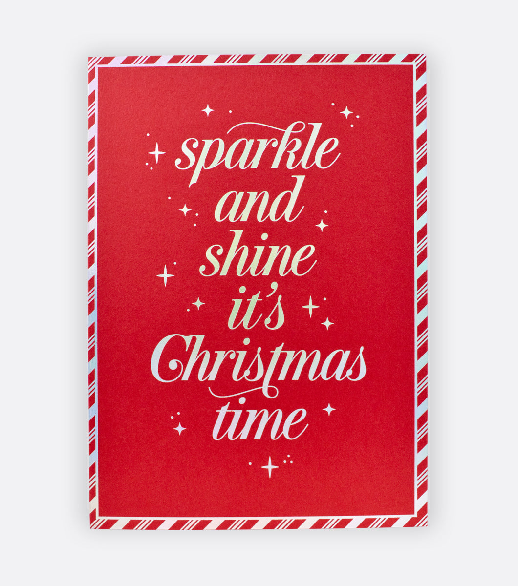 Sparkle Shine Christmas Time Letterpress Holiday Greeting Card