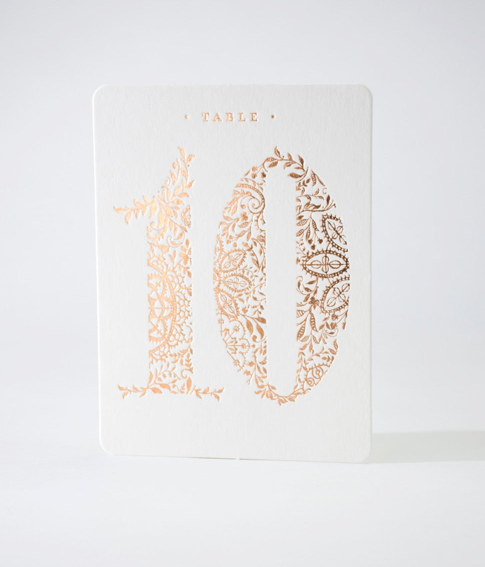 Filigree Table Numbers 10 - 18