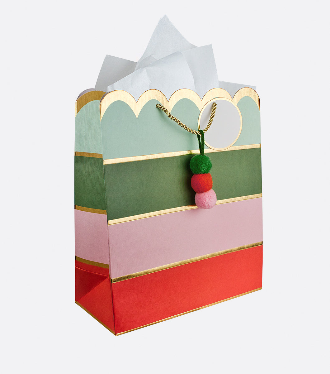 Holly Jolly Stripes Large Gift Bag