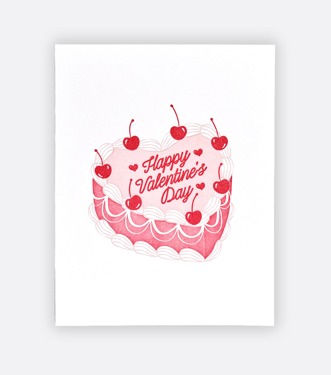 heart cake letterpress greeting card