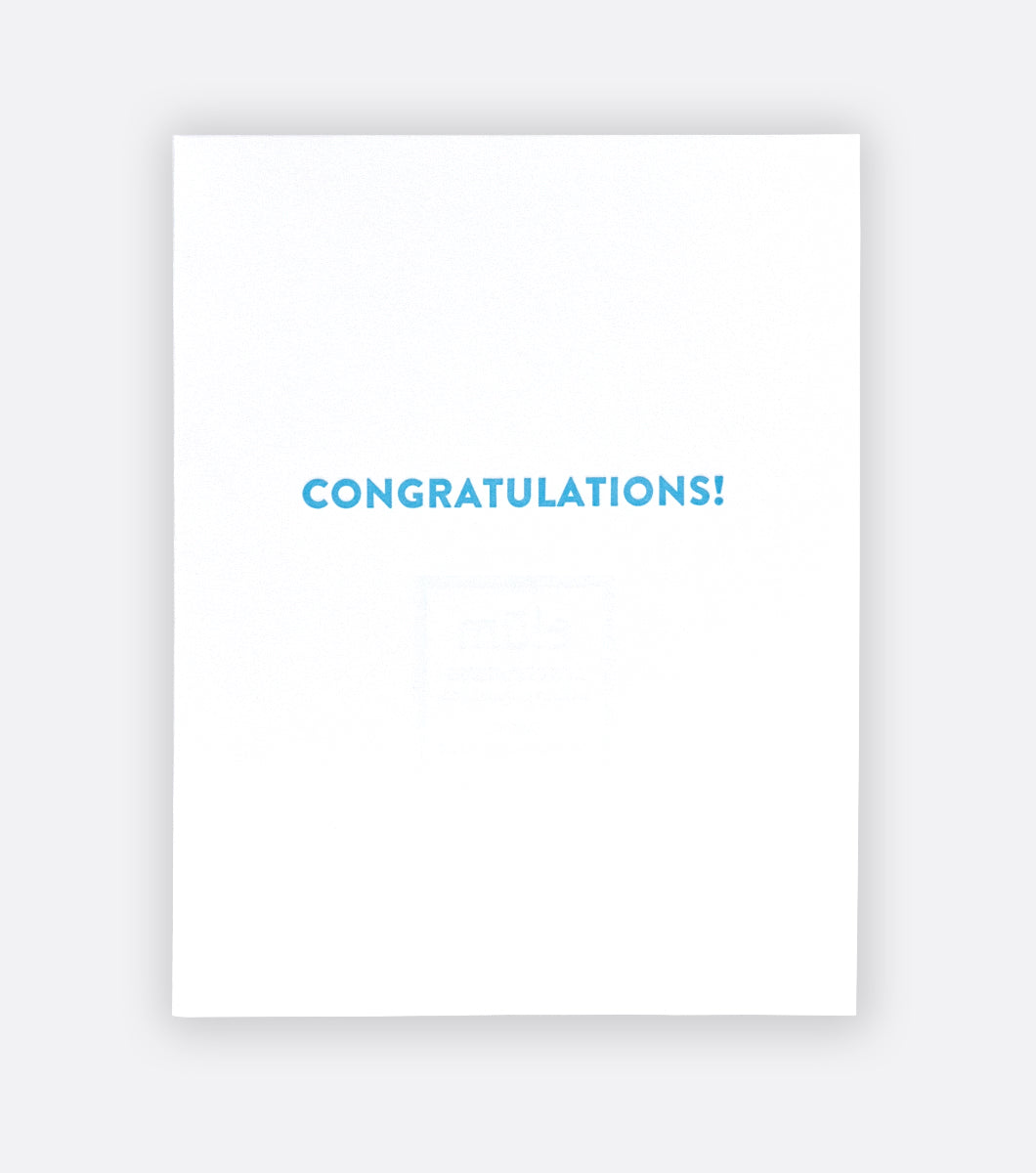 inside of rainbow baby mobile letterpress greeting card with a message that says congratulations!