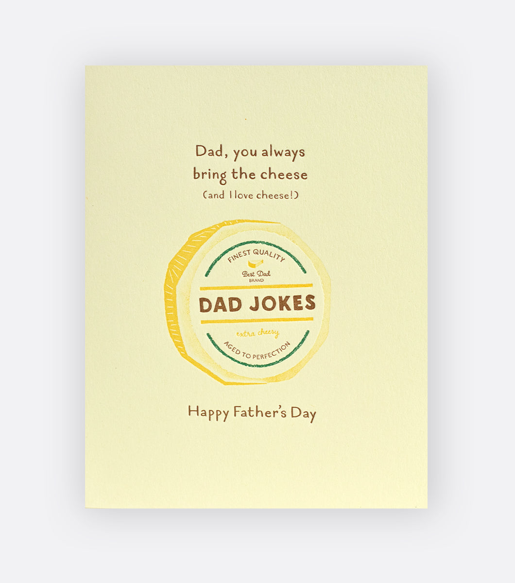 cheesy dad jokes letterpress greeting card 