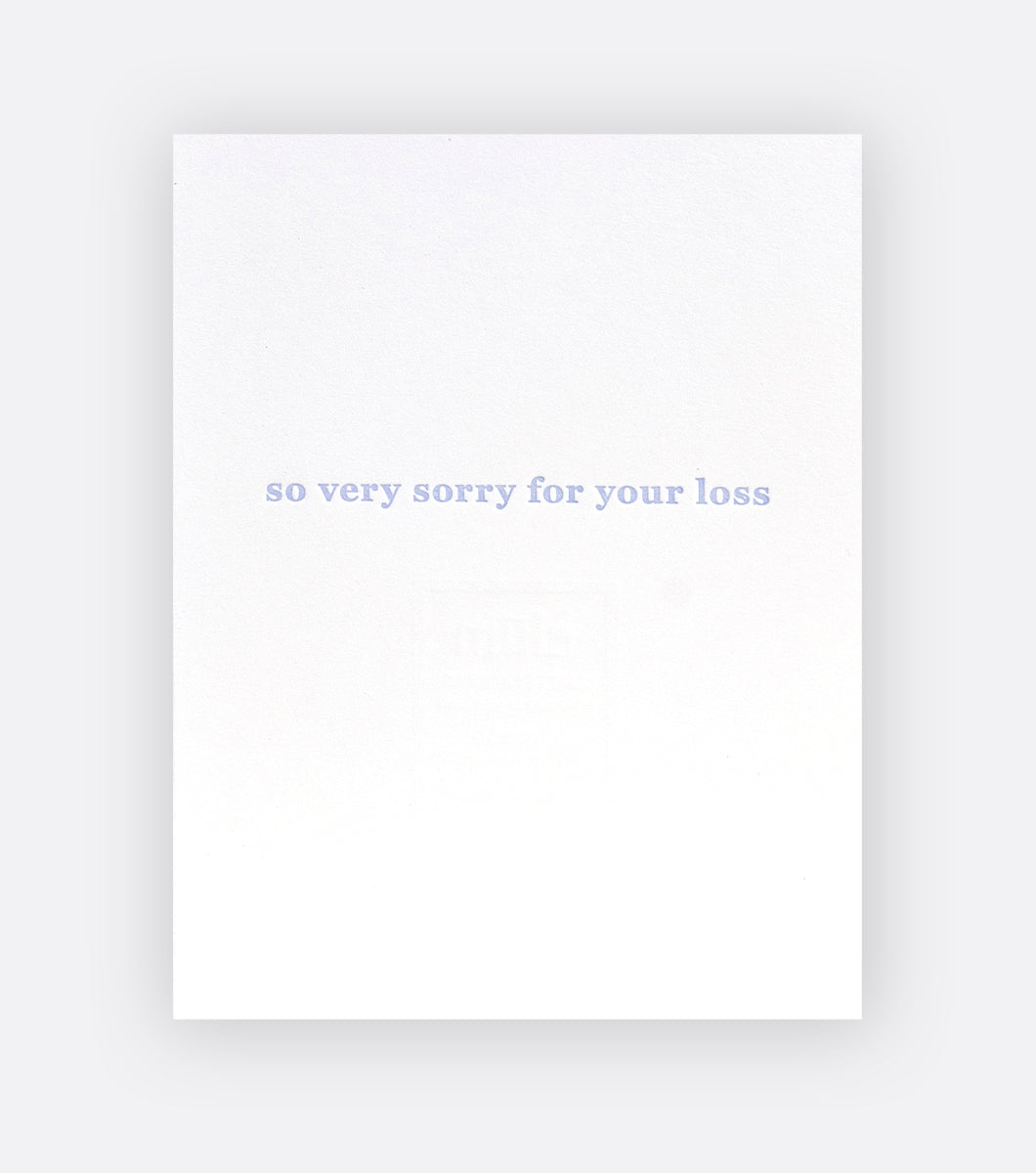 inside of sympathy greeting card for pet loss that says "so very sorry for your loss"