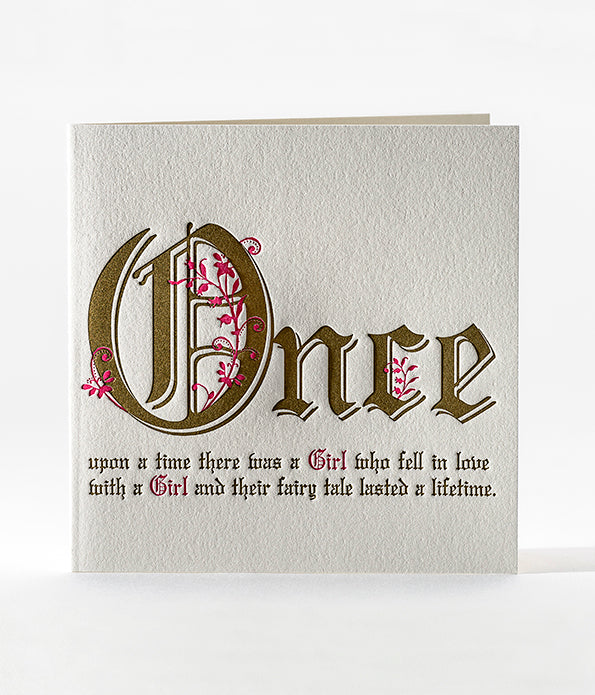 Elum Designs GIRL IN A FAIRYTALE LGBTQ Same Sex Marriage Letterpress Greeting Card