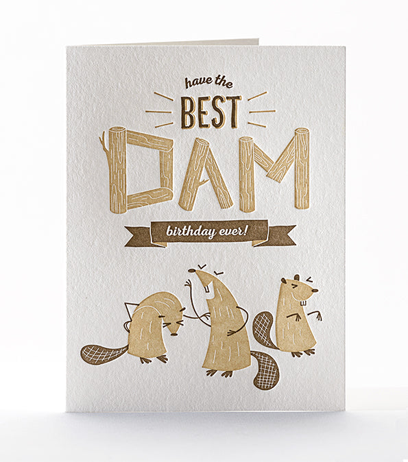 Elum Designs Best Dam Birthday Funny Letterpress Birthday Greeting Card