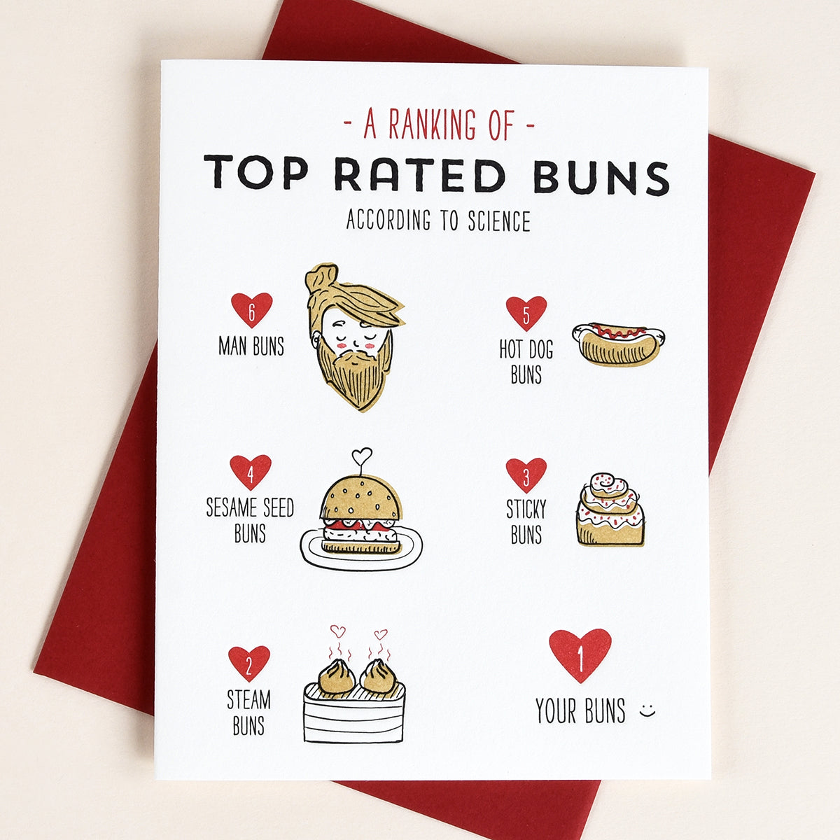 Elum Designs Top Buns Letterpress Greeting Card 