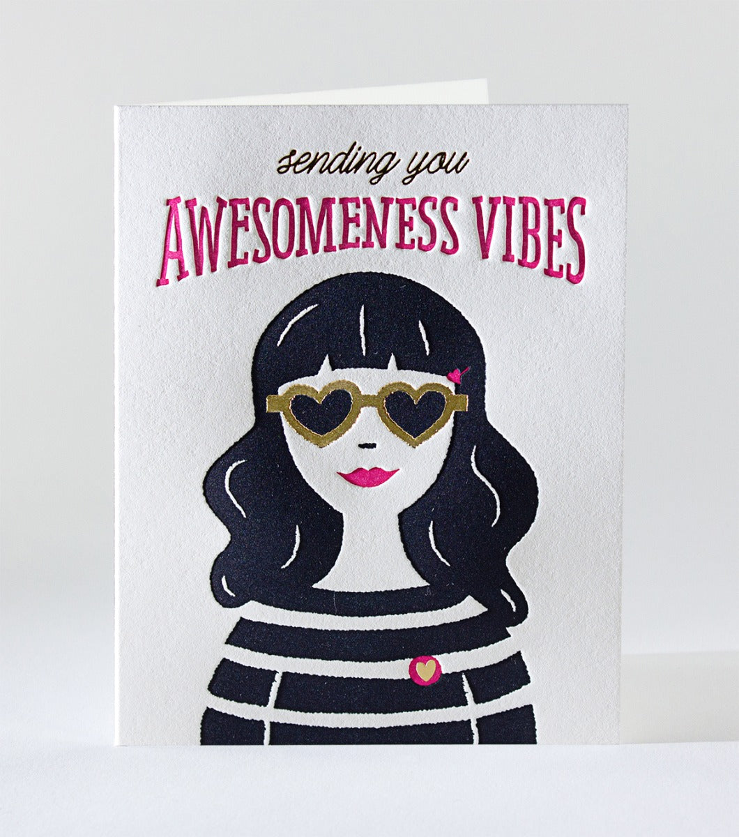 Elum Designs Heart Vibes Letterpress Greeting Card 