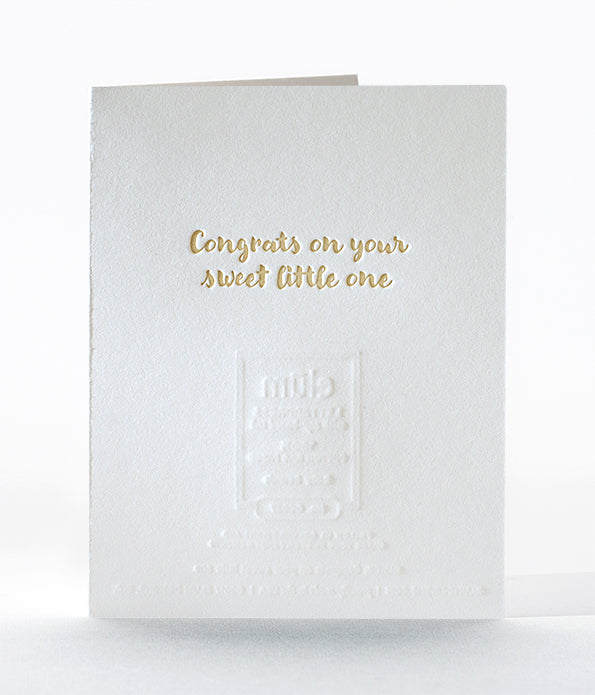 Elum Designs Baby Sounds New Baby Letterpress Greeting Card 