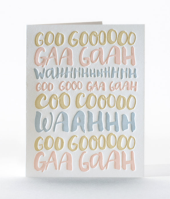 Elum Designs Baby Sounds New Baby Letterpress Greeting Card 