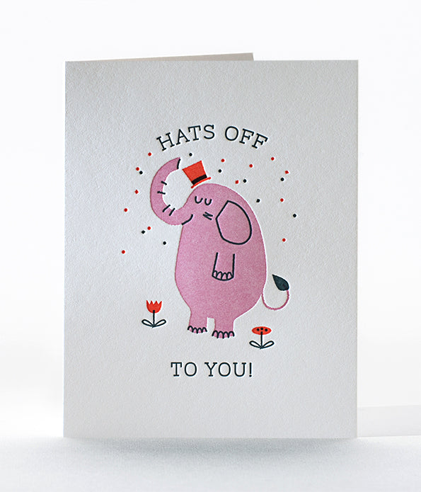 Hats Off Letterpress Greeting Card