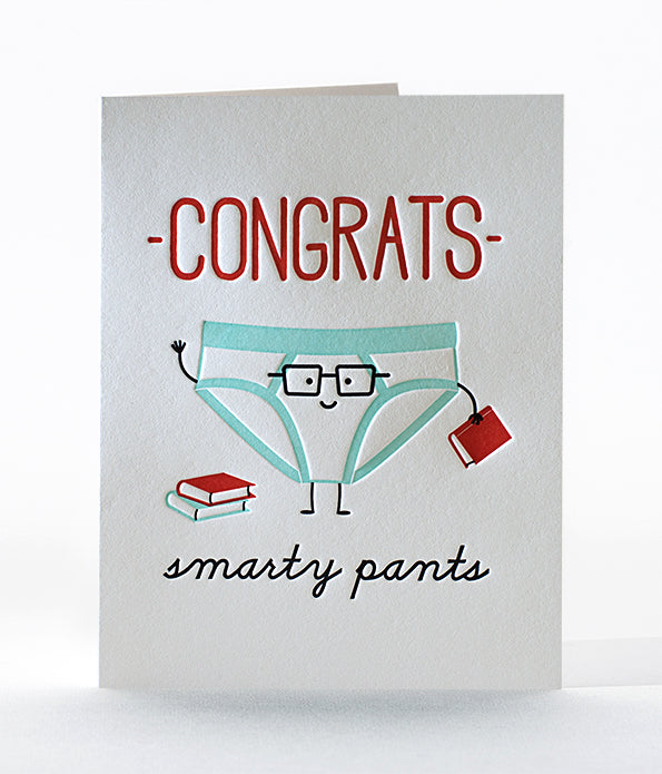 Elum Designs Smart Pants Letterpress Greeting Card 