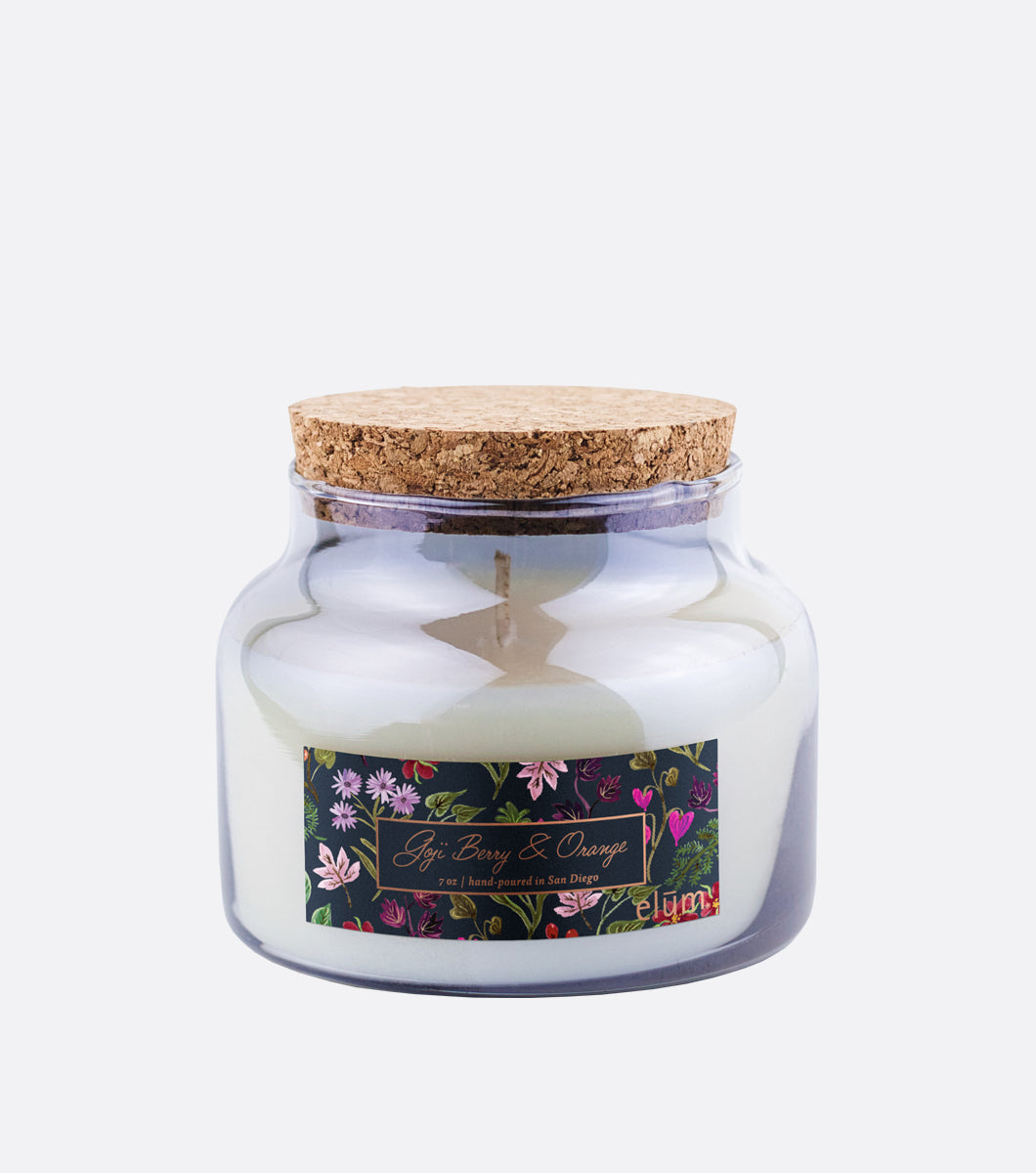 7 oz Ominous Fall-time Floral Small Smoky Glass Candle with Cork Lid