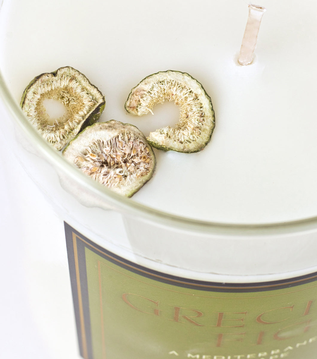 close up detail of dried figs in grecian fig scented candle