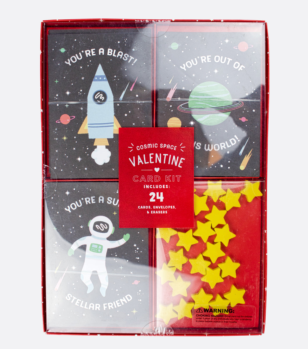 space themed valentines day card kit