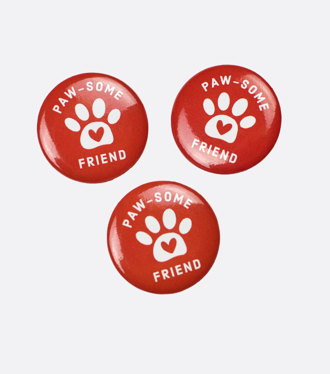 three paw-some friend paw print buttons