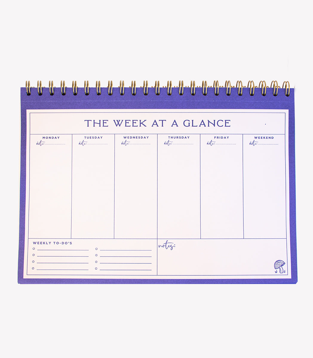 Moon Gaze Mushrooms Weekly Desk Planner